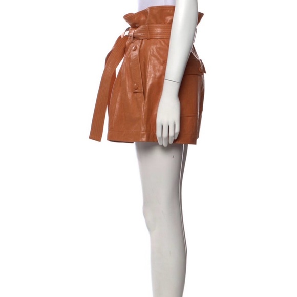 Lula Johnson High Waist lamb Leather Shorts for Women - Picture 3 of 4